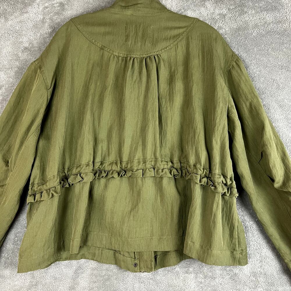 Anthropologie Oversized Utility Jacket Womens M Green Ruffled Boho Lagenlook - Picture 7 of 9